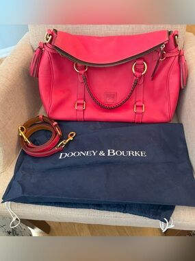 Dooney & Bourke Fuchsia Florentine Satchel with Gold Hardware